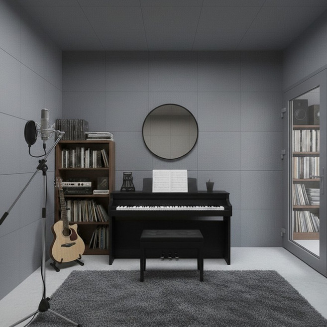 비앤비 폴리에스터 방음 단열 벽 패널 흡음재+차음재 결합 하나로보드 500*500*30mm, 그레이, 1개