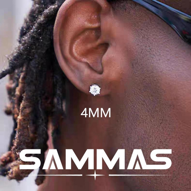 SAMMAS超閃耳環 個性嘻哈風耳環 六爪四爪鋯石耳飾 男女款 無耳洞可戴
