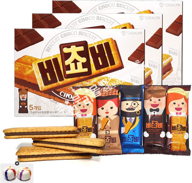 오리온 비쵸비(5봉입) x 3통+자색옥춘사탕 20g 세트, 1세트, 125g