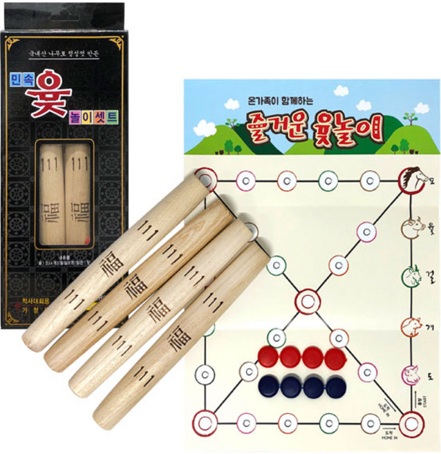 세종사-민속 윷 놀이셋트 (070134), 혼합색상, 1개