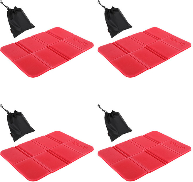 오마이남친 휴대용 접이식 등산방석, 레드 4개+파우치 4개