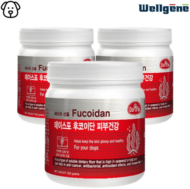 데이스포 후코이단 강아지 영양제 250g 관절 종합 피부 장 영양간식 져키 면역력 간식, 3개