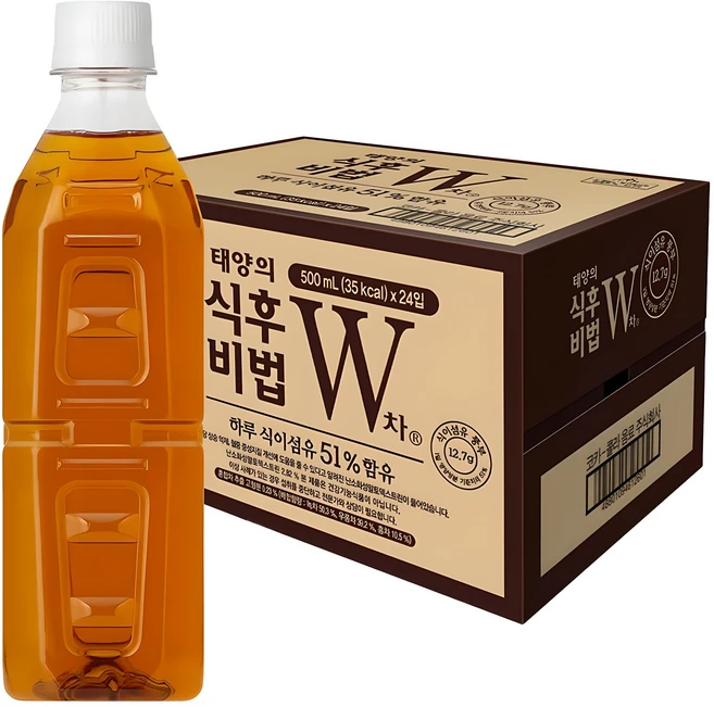 태양의식후비법W차 무라벨, 500ml, 24개 - 쿠팡