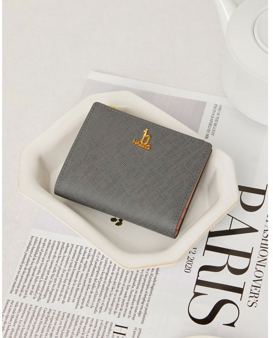 [스테디셀러] 헤지스 그레이 단색 소가죽 반지갑 HAZZYS 선물포장+쇼핑백 추천 (내부 핑크) 정품