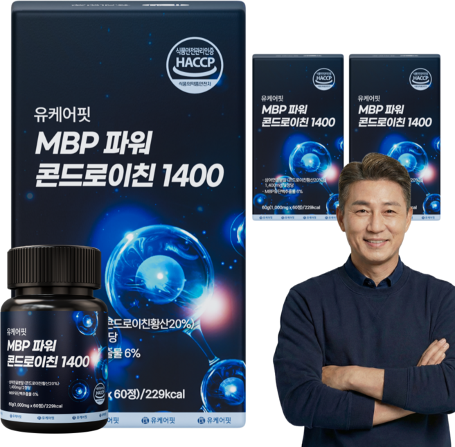 유케어핏 6형 상어연골 콘드로이친 1400 MBP 식약청 인증, 3개, 60정