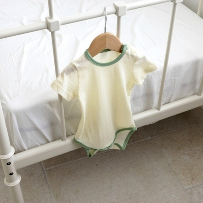 라썸베베 신생아 아기 반팔 코튼 메쉬 바디수트 매쉬 바디슈트 100일 백일 6개월 돌 아기 옷 내의 내복