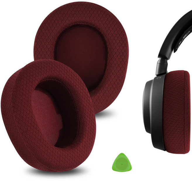 Geekria 편안 메시 패브릭 교체용 이어 패드 SteelSeries Arctis Nova Pro 무선 헤드폰 이어 쿠션과 호환 수리 부품(화이트), 빨간색