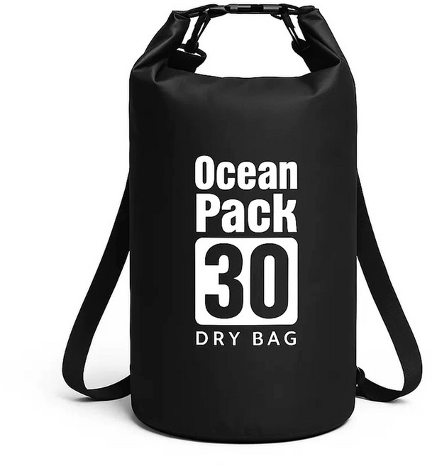 투데이리빙 30L 대용량 방수 드라이백 수영 물놀이 다용도 가방 초경량 비치 방수백 워터파크 드라이백팩, 1개, R98788B(블랙