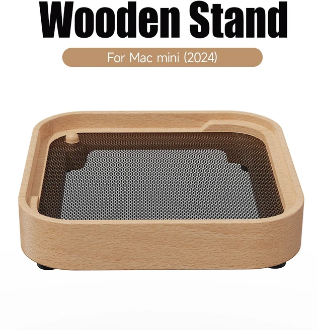2024 Mac mini M4/M4 Pro 브래킷 마운트 용 목재 도크 스탠드 방진 냉각 미끄럼 방지 필수 액세서리 데스크, 01 Beechwood Stand