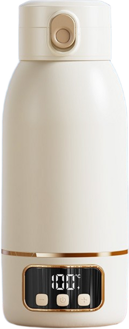 Aiiyya 100도 가열 트립베드 히팅텀블러 휴대용 무선 분유포트 보온 전기포트 온도조절 아기 분유 보온병 여행용 커피포트 가열식 텀, 흰색