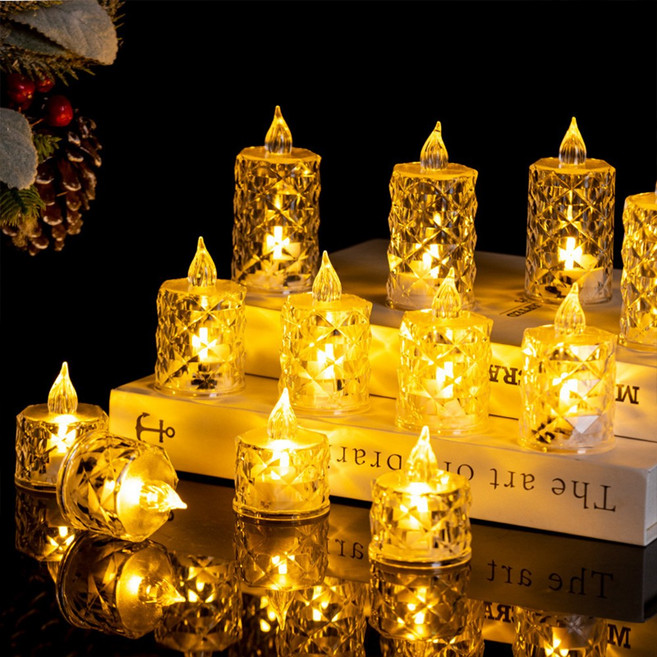 VITALO 크리스탈 LED 촛불 조명 생일 파티 프로포즈 기념일 티라이트 대중소 18개 1세트