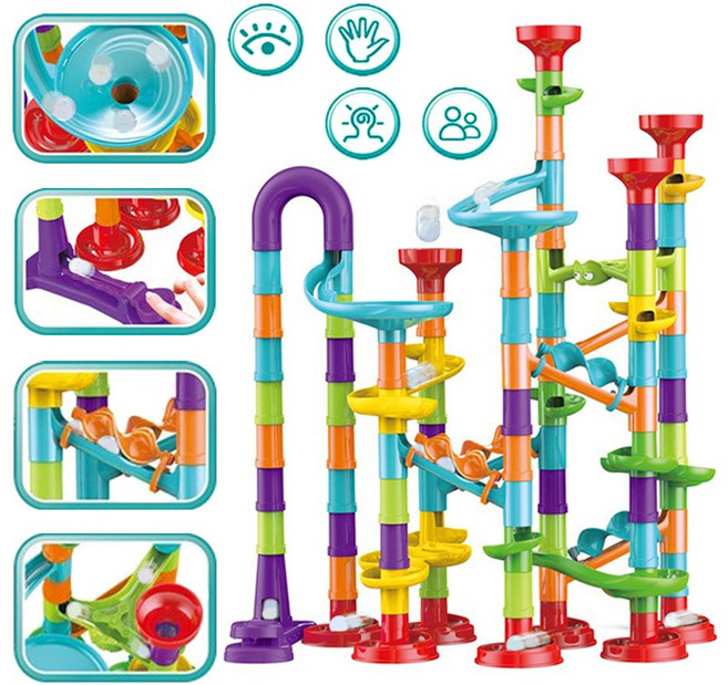 코코유 구슬굴리기 트랙 블록 어린이 학습 조립 완구 197PCS LHX-01, 1개, 혼합색상