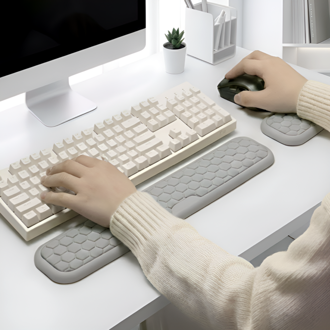 그로브홈 밀림방지 키보드 손목 받침대 세트, 1세트, 스톤 그레이