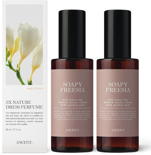 에이센트 드레스퍼퓸 섬유향수, 2개, 80ml, 소피프리지아