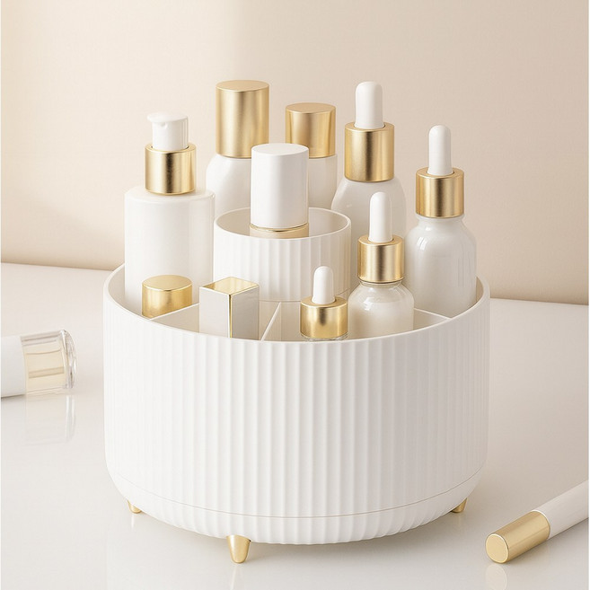 다우트 회전형 화장품 브러쉬 보관 정리함 펜슬 립스틱 수납함 KD4001, 화이트 WHITE, 1개