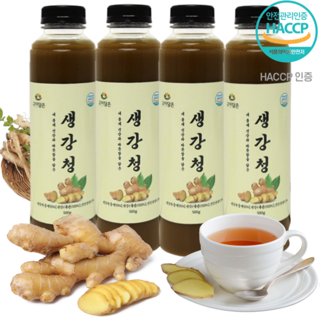 국내산 생강 도라지 생강청 제로 설탕 HACCP 식품, 4세트, 500g
