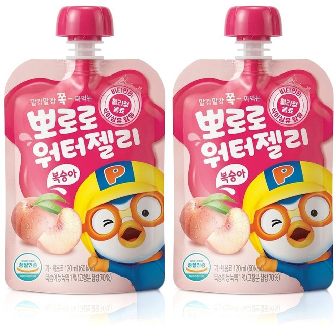 팔도 뽀로로 워터젤리 복숭아, 120ml, 10개