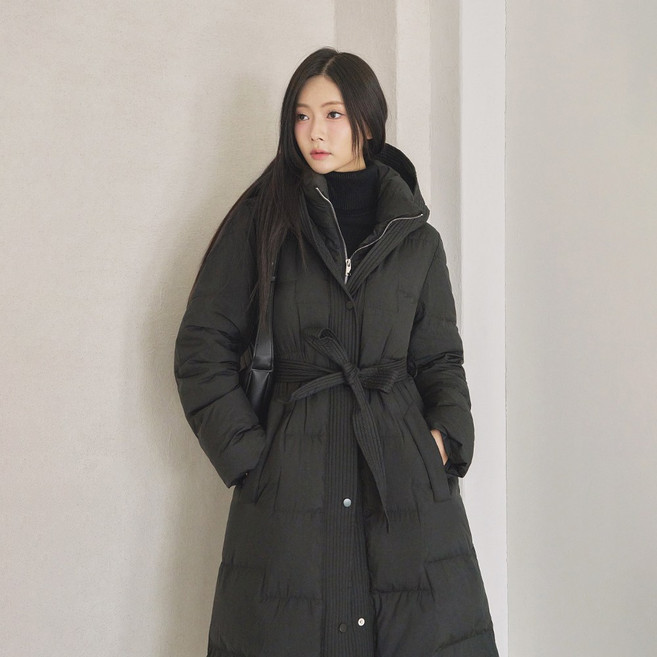 더웨이나인 여성 오리털 롱패딩 덕다운 겨울 아우터 잠바 라비