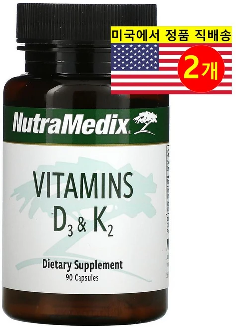 NutraMedix 뉴트라메딕스 비타민 D3 125mcg K2 150mcg, 2개, 90정 - 쿠팡