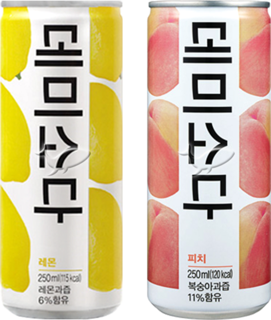 데미소다 레몬 250ml 5캔+복숭아 250ml 5캔 총10캔, 10개