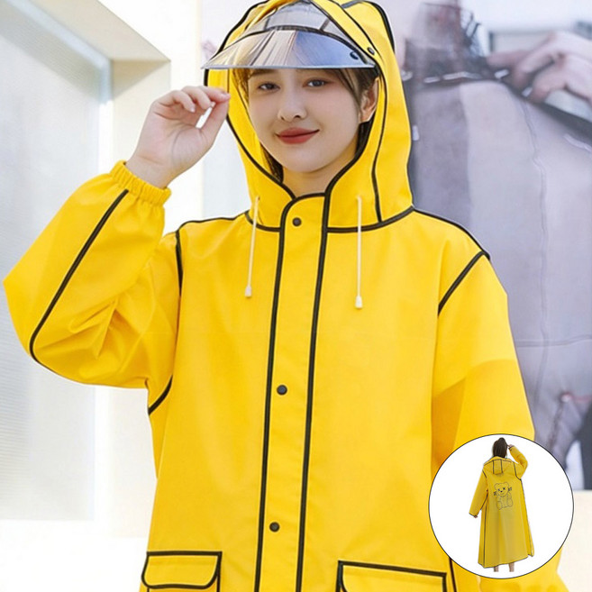 EVA 방수 라이딩 우비 투명창 장갑 일체형 레인코트