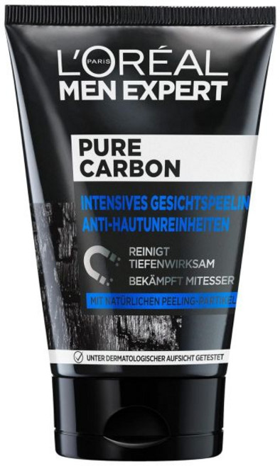 L'Oréal Men Expert 로레알 남성 전문가 순수 숯탄 기름지고 지성스러운 피부를 위한 페이스 스크럽 맑은 블랙헤드 모공 클렌저 1 x 100ml 모, 100ml (1 팩)
