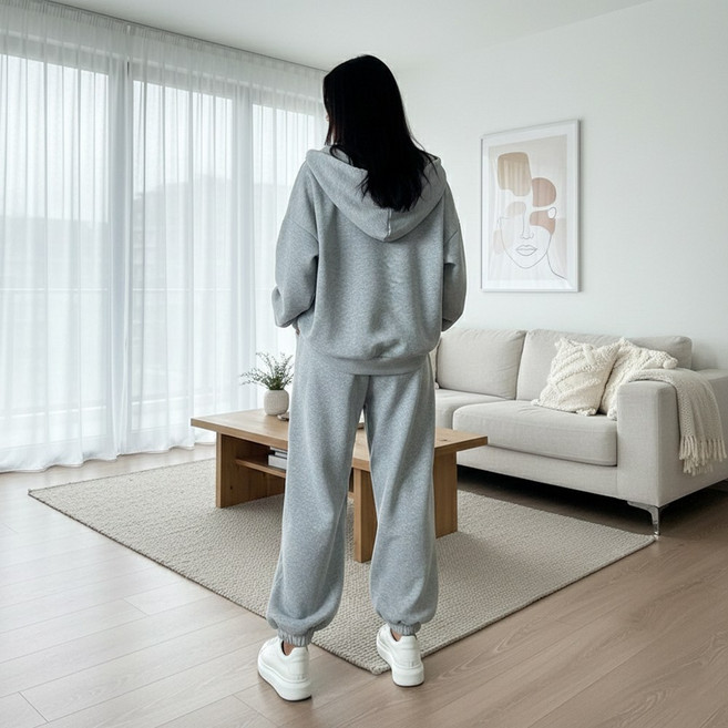 UPPERCUT 여성 저지 벌룬핏 조거 후드 집업 셋업 트레이닝 상하의 봄가을 츄리닝 세트