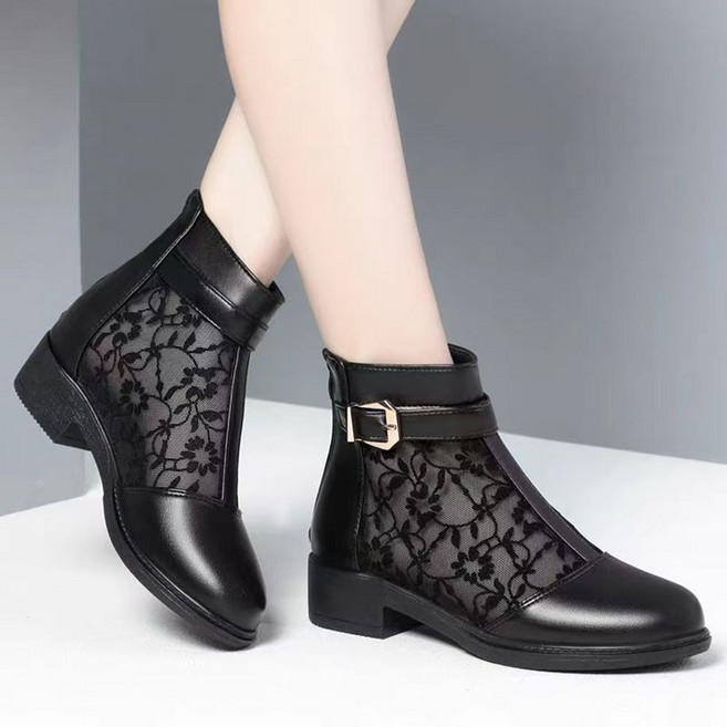 ROYALBELLE 여성 레이스 통풍 단화 스타일 망사 앵클부츠 편안한 착화감 플랫슈즈 V080233