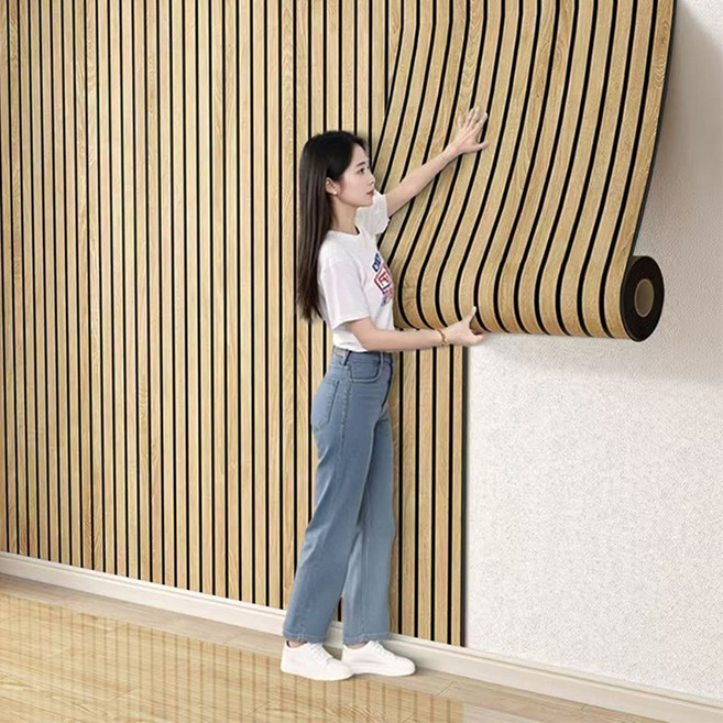 BIKASU 붙이는 템바보드 인테리어 벽지 셀프 벽지 습기 방지 단열 벽지, 브라운