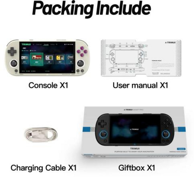 휴대용게임기 콘솔게임기 게임기 레트로게임기 Trimui 스마트 프로 휴대용 게임 콘솔 4.96 인치 IPS 스크린 리눅스 시스템 조이스틱 RGB 조명 Smartpro 레트로 비디오, 2) 레트로 그레이 - 128G