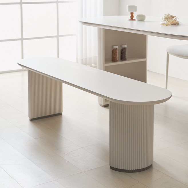 템바보드 벤치형 3인 긴 식탁벤치 의자 장의자 디아, 화이트