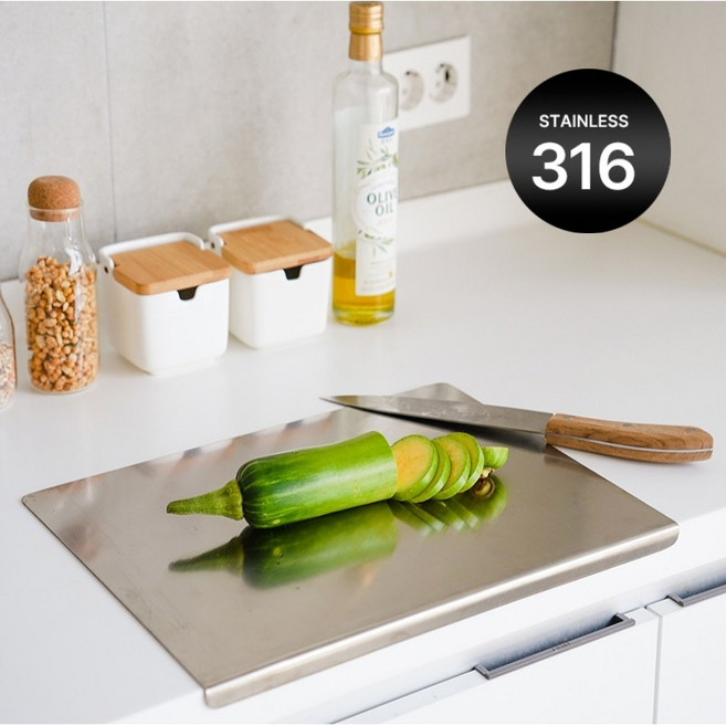 스테인리스 316 ㄱ자형도마 가정용 업소용 싱크대 위생 양면 스텐도마 30x40, 1개, 실버