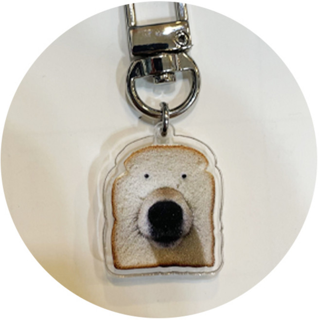 키링 맥세이프 아크릴 미니 3M 볼캡강아지, 2.식빵강아지, 1개
