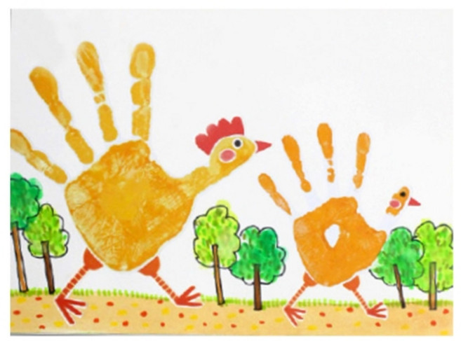 이지피아 뚝딱공작소 손도장 발도장 1인용 액자 만들기 세트 조형 미술교구, 닭