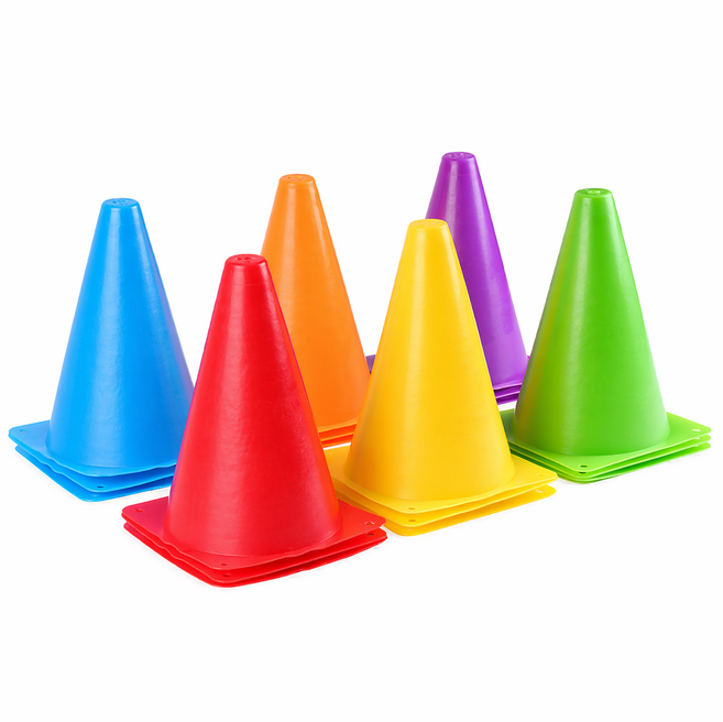 슈리팜 훈련 연습용 게임 체육대회 꼬깔콘 6칼라, 1세트, 오렌지1+블루1+퍼플1+옐로우1+레드1+그린1, 6개, 혼합색상