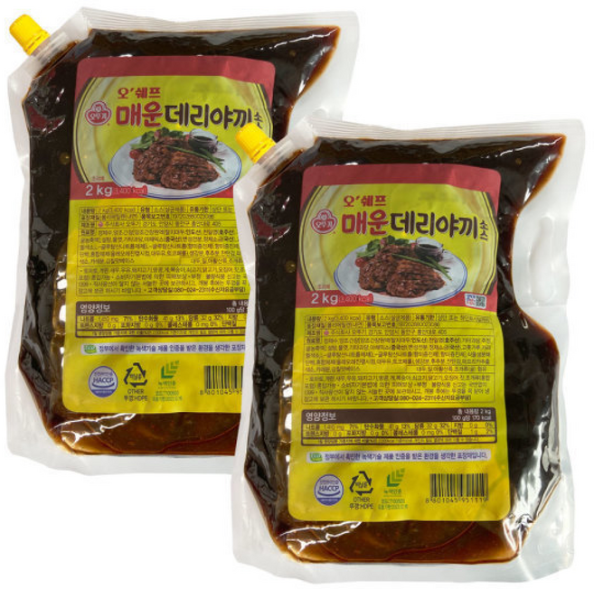 오쉐프 매운데리야끼소스 (스파우트팩) /오뚜기, 2개, 2kg