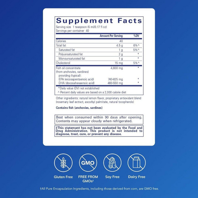 퓨어인캡슐레이션 액상 오메가3 4600mg EPA DHA 혈행 케어 200ml, 1개