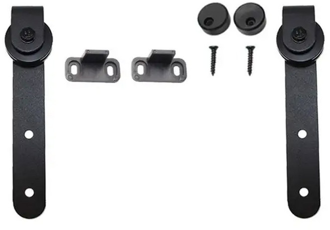 테이블소품1 세트 헛간 도어 레일 창고 스테이 롤러 슬라이딩 가이드 스크롤 휠 홈 플로어 행거 키트 참조, 01 Black