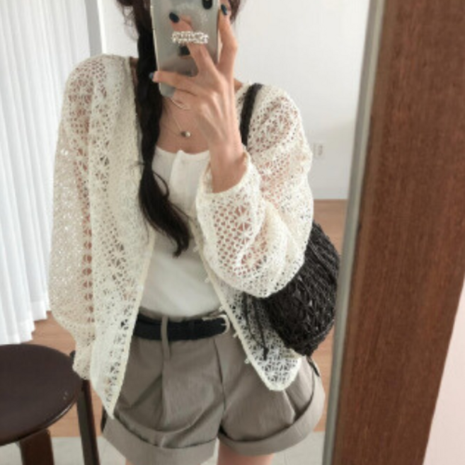 서진맘 여성 펀칭 니트 썸머 가디건