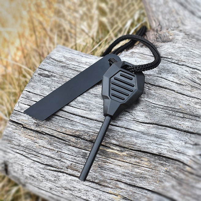 캠핑점화 마그네슘 파이어스틱 스타터 생존용품 화로대 부싯돌 부시크래프트, 블랙, 1개