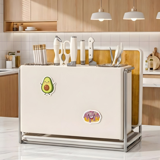 메리테이블 수저통 칼 도마 거치대, 1개, 아이보리