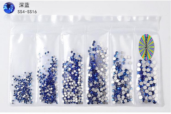 Misscheering 水晶玻璃美甲鑽 DIY指甲飾品配件 平底水鑽, 1個, 6號【深藍】