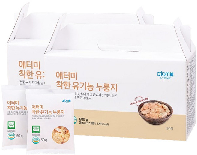 애터미 착한 유기농 누룽지 50g x 12개입 2개, 2개, 600g