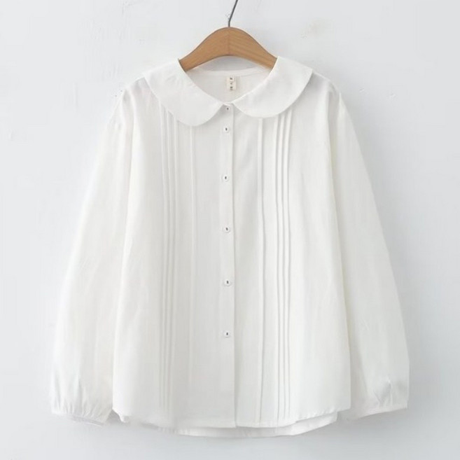 아이엠몽 여성 라운드 카라 핀턱 셔츠 블라우스