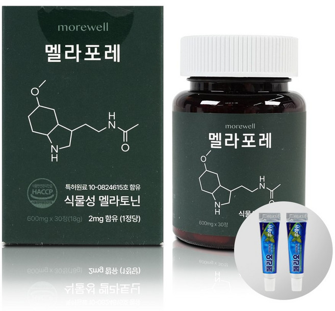쿠르쿠마 수면법 멜라포레 MELAFORE 모어웰 600mg x 30정 1개, 1박스