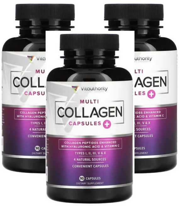 멀티 콜라겐 플러스 비타민C 히알루론산 Vitauthority 캡슐, 90정 3개, 90정, 3개 - 쿠팡