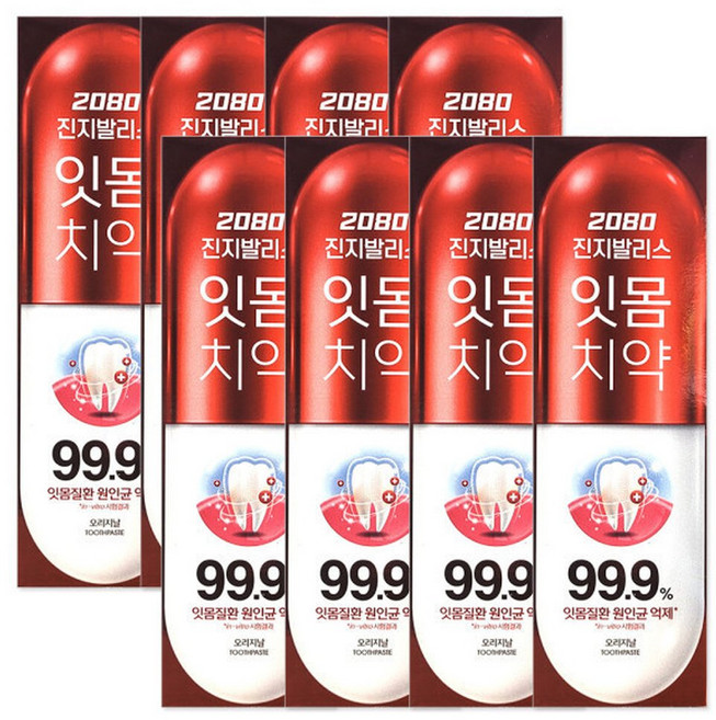 치약 2080 진지발리스 오리지널 125gX8개, 8개