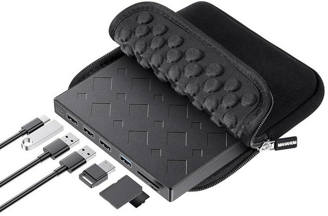 MAHAHUM 노트북용 외장 CD/DVD 드라이브 USB 3.0 및 USB C 디스크 라이터 CD 버너 울트라 슬림 DVD 플레이어 노트북 디스크 리더기용 데스크탑 PC 윈도, 8 in 1 다이아몬드 모양 스트랩 케이스