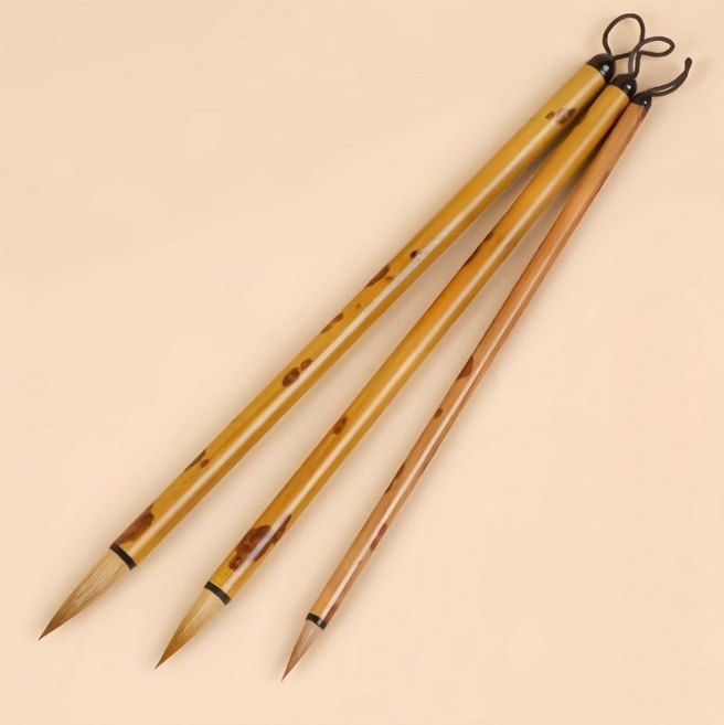 천연 늑대털 전통 서예붓 캘리그라피 붓글씨용 3종 세트, 1세트, 소+중+대