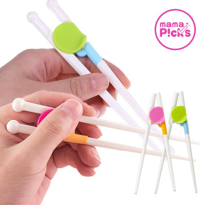 마마픽스 어린이 교정 젓가락 1+1, 2개, 그린+핑크